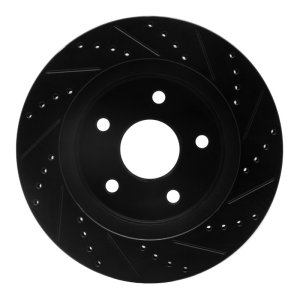 Chrysler Aspen Brake Rotor (1) - Front Left - R1 Concepts - Drilled & Slotted - Black - `02-`24